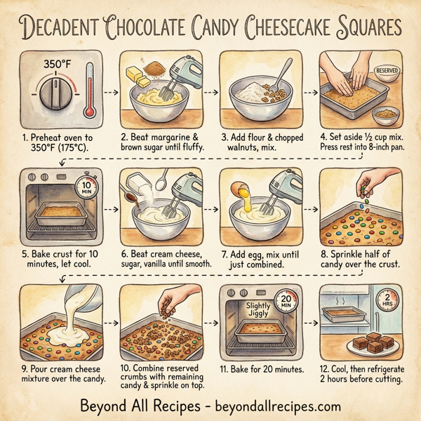 Decadent Chocolate Candy Cheesecake Squares instructions