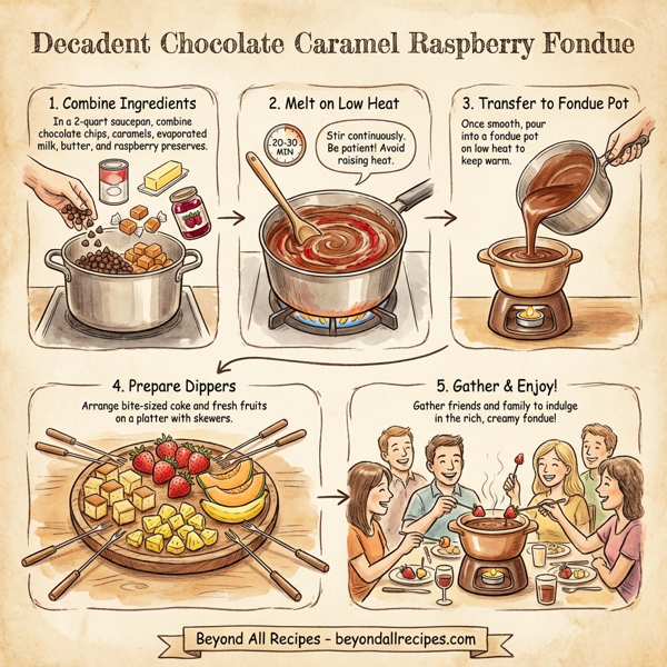 Decadent Chocolate Caramel Raspberry Fondue instructions