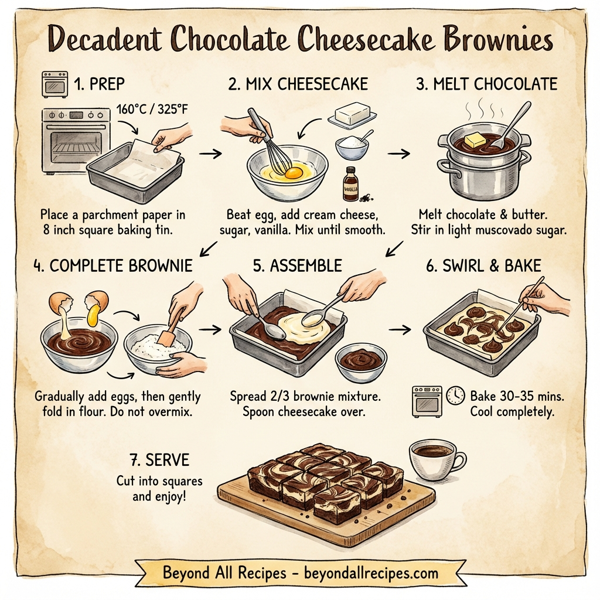 Decadent Chocolate Cheesecake Brownies instructions