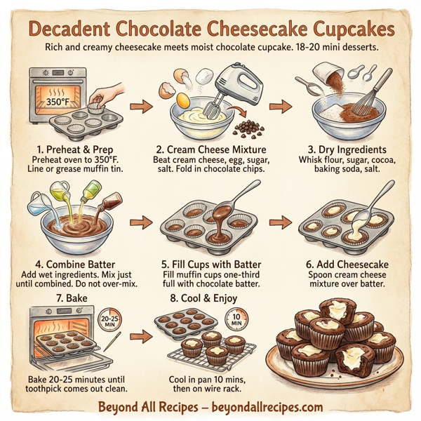 Decadent Chocolate Cheesecake Cupcakes instructions