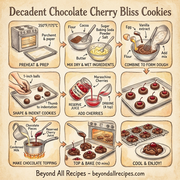 Decadent Chocolate Cherry Bliss Cookies instructions