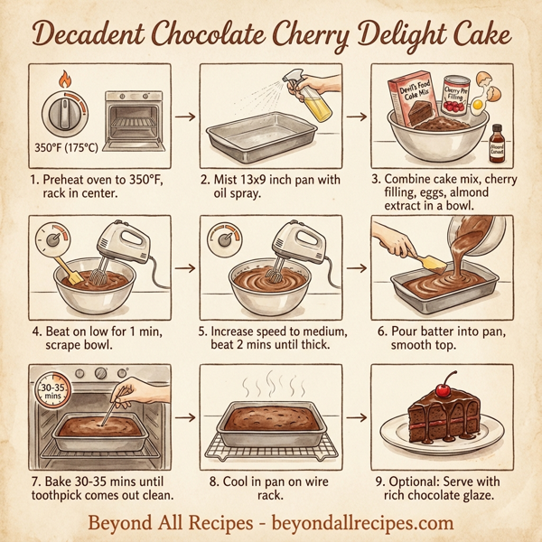 Decadent Chocolate Cherry Delight Cake instructions