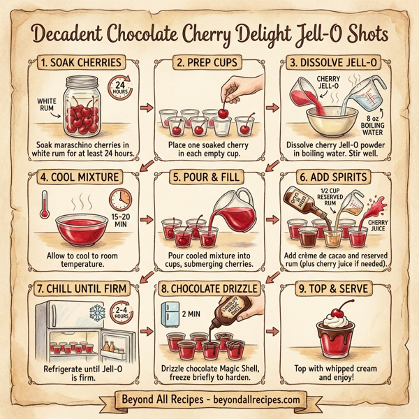 Decadent Chocolate Cherry Delight Jell-O Shots instructions