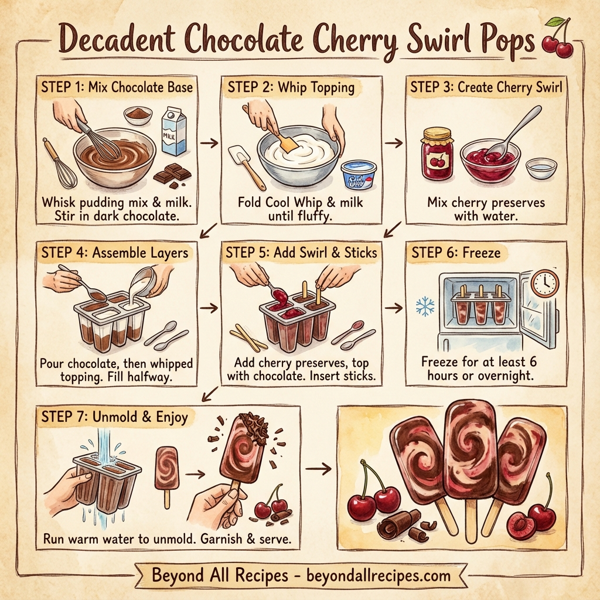 Decadent Chocolate Cherry Swirl Pops instructions