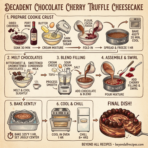 Decadent Chocolate Cherry Truffle Cheesecake instructions