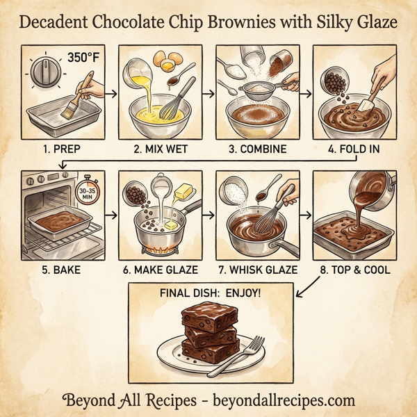 Decadent Chocolate Chip Brownies with Silky Glaze instructions
