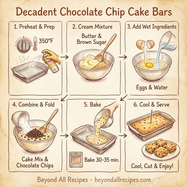Decadent Chocolate Chip Cake Bars instructions