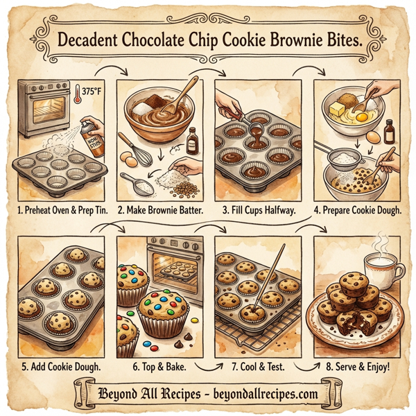 Decadent Chocolate Chip Cookie Brownie Bites instructions