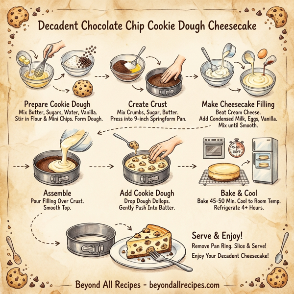 Decadent Chocolate Chip Cookie Dough Cheesecake instructions
