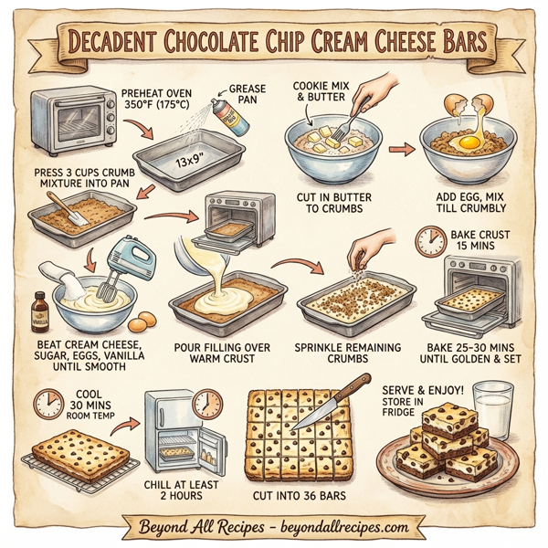 Decadent Chocolate Chip Cream Cheese Bars instructions