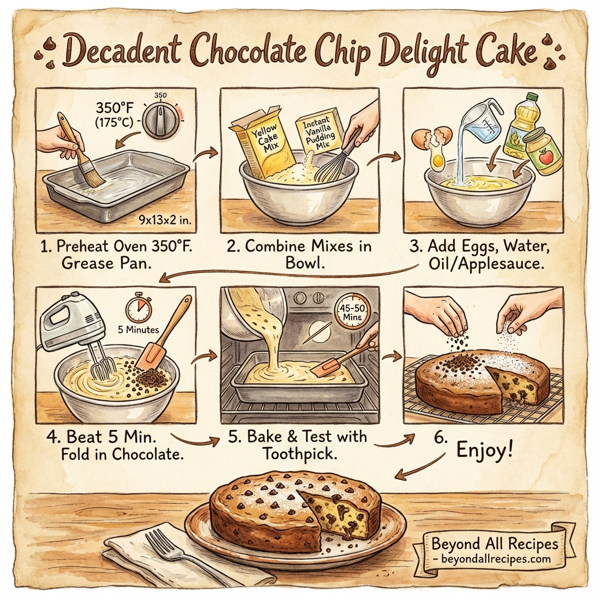 Decadent Chocolate Chip Delight Cake instructions