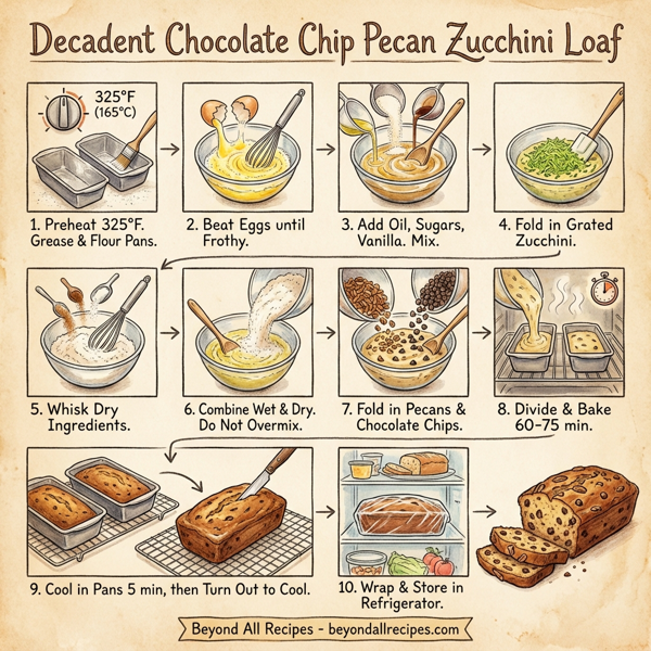 Decadent Chocolate Chip Pecan Zucchini Loaf instructions