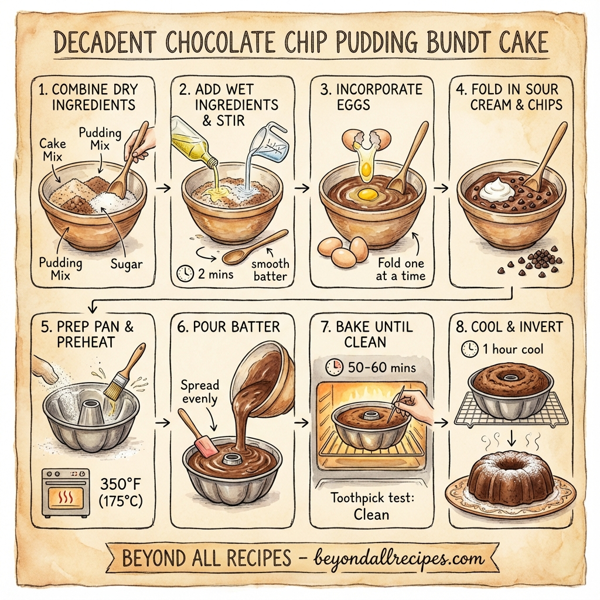 Decadent Chocolate Chip Pudding Bundt Cake instructions