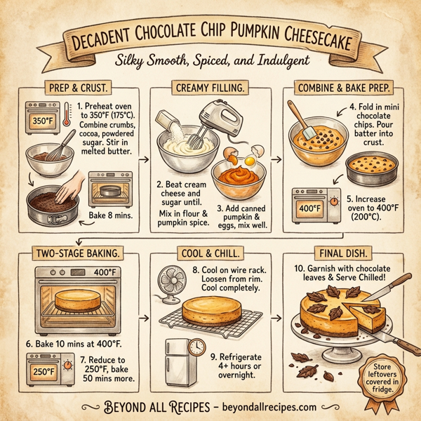 Decadent Chocolate Chip Pumpkin Cheesecake instructions