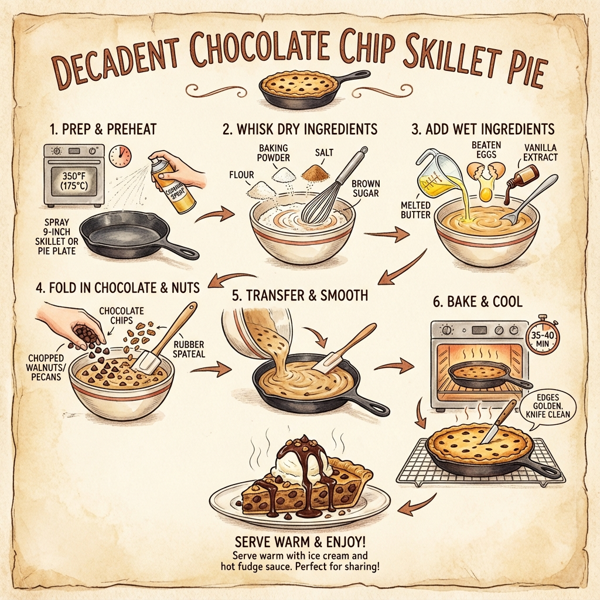 Decadent Chocolate Chip Skillet Pie instructions