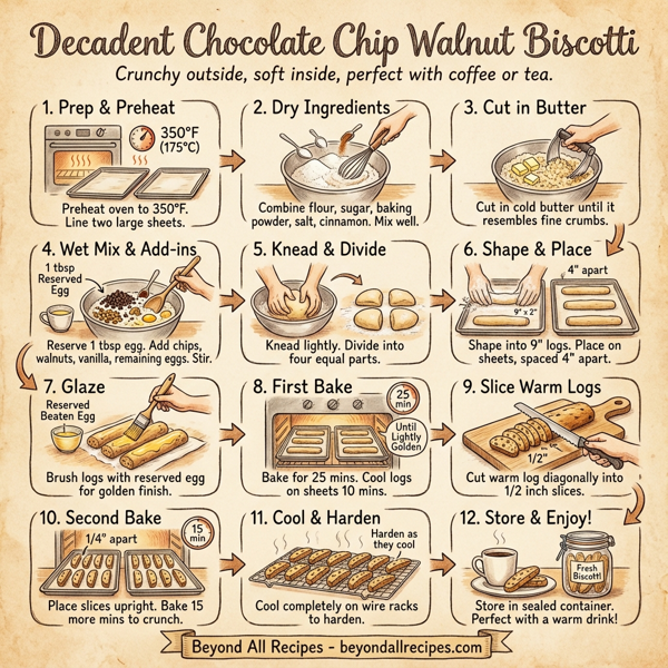 Decadent Chocolate Chip Walnut Biscotti instructions