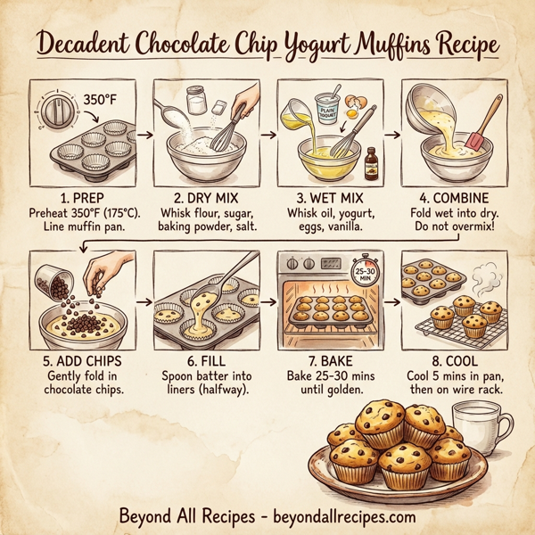 Decadent Chocolate Chip Yogurt Muffins instructions