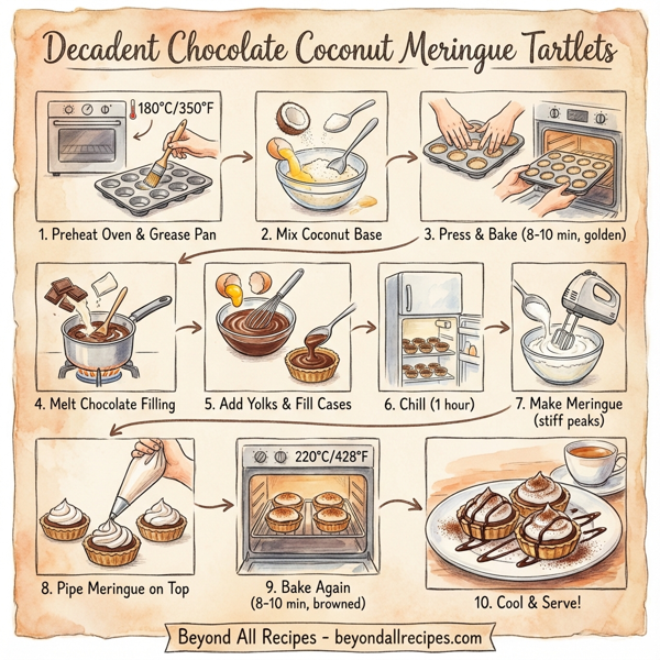 Decadent Chocolate Coconut Meringue Tartlets instructions