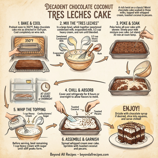 Decadent Chocolate Coconut Tres Leches Cake instructions