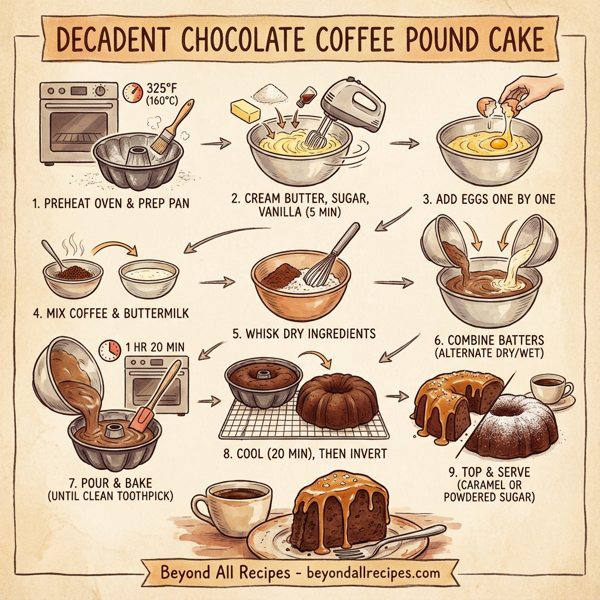 Decadent Chocolate Coffee Pound Cake instructions
