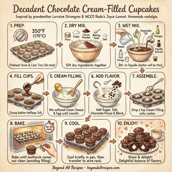 Decadent Chocolate Cream-Filled Cupcakes instructions