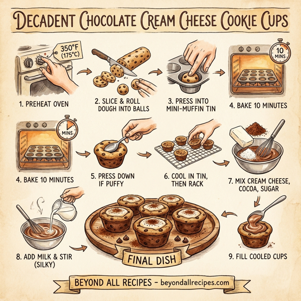 Decadent Chocolate Cream Cheese Cookie Cups instructions