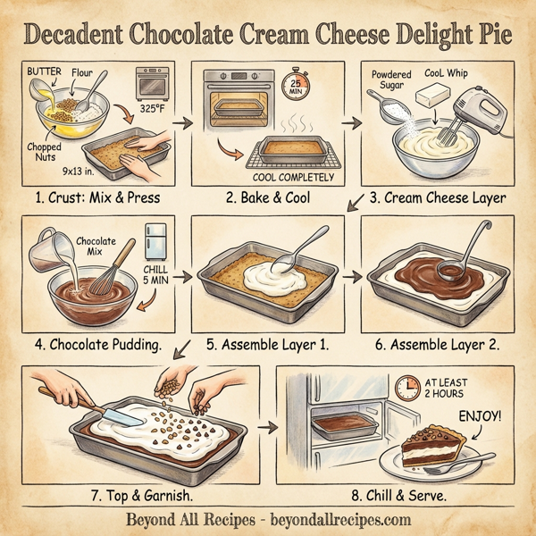 Decadent Chocolate Cream Cheese Delight Pie instructions
