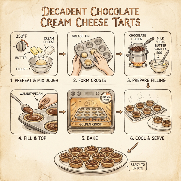 Decadent Chocolate Cream Cheese Tarts instructions
