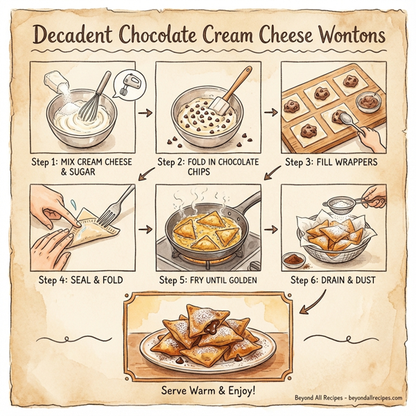 Decadent Chocolate Cream Cheese Wontons instructions