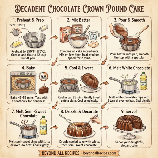 Decadent Chocolate Crown Pound Cake instructions