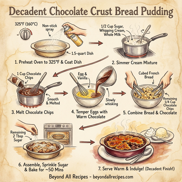 Decadent Chocolate Crust Bread Pudding instructions