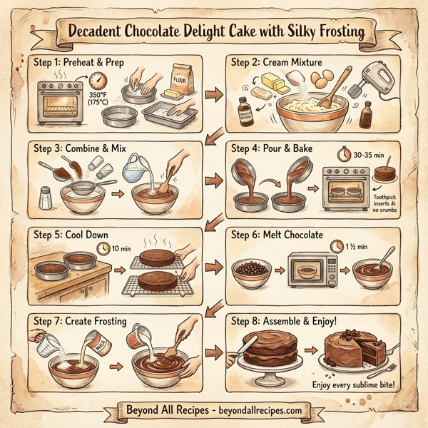 Decadent Chocolate Delight Cake with Silky Frosting instructions
