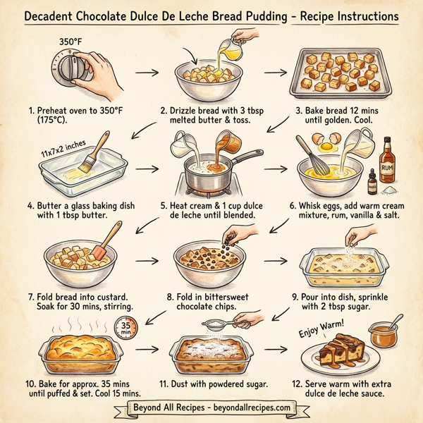 Decadent Chocolate Dulce De Leche Bread Pudding instructions