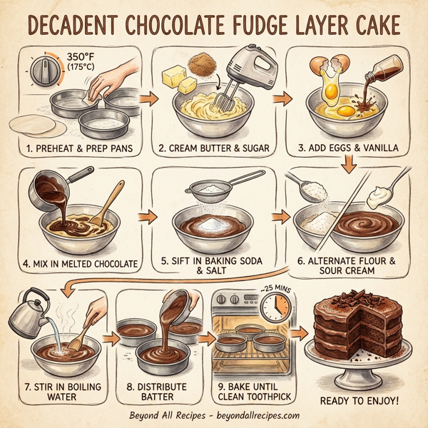 Decadent Chocolate Fudge Layer Cake instructions