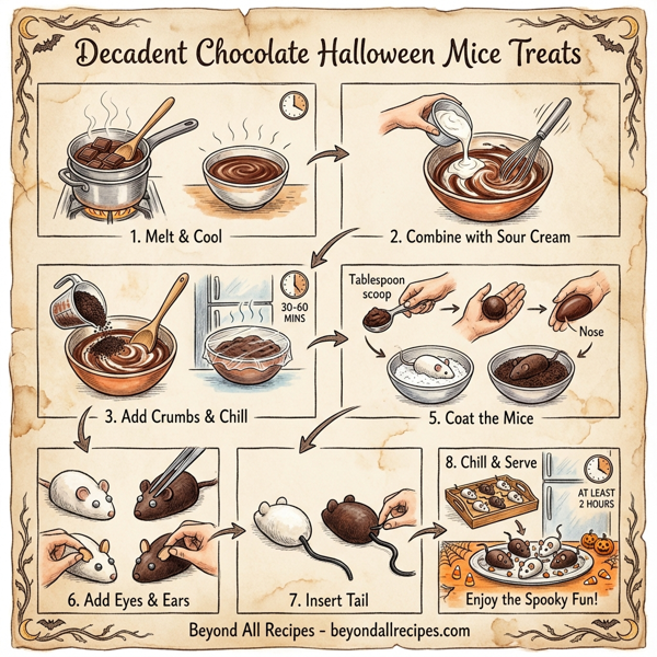 Decadent Chocolate Halloween Mice Treats instructions