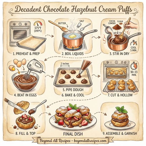 Decadent Chocolate Hazelnut Cream Puffs instructions