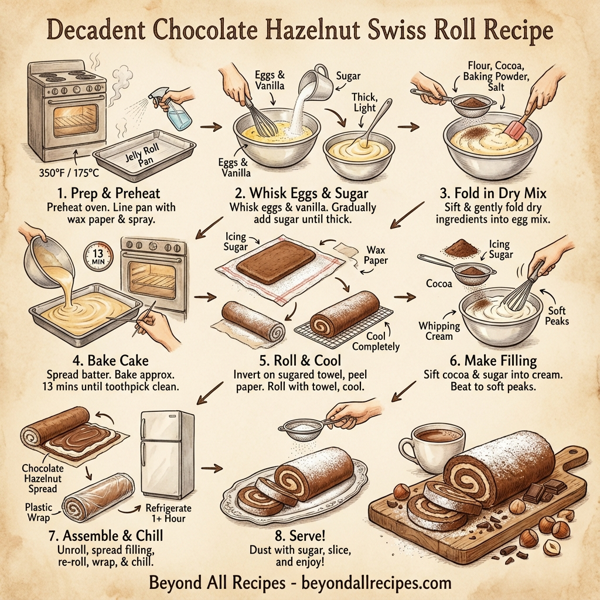 Decadent Chocolate Hazelnut Swiss Roll instructions