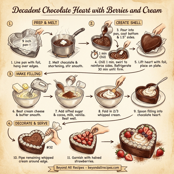 Decadent Chocolate Heart with Berries and Cream instructions