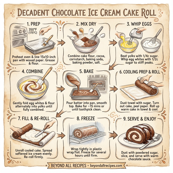 Decadent Chocolate Ice Cream Cake Roll instructions