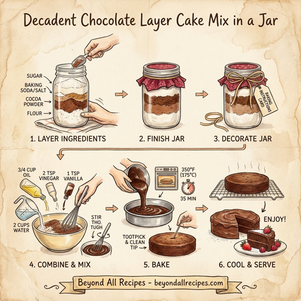 Decadent Chocolate Layer Cake Mix in a Jar instructions