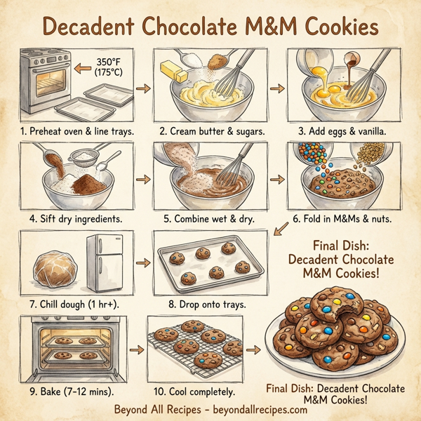 Decadent Chocolate M&M Cookies instructions