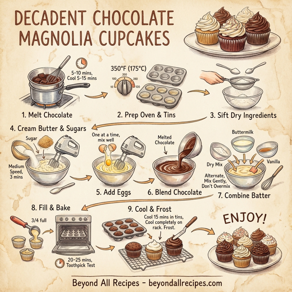Decadent Chocolate Magnolia Cupcakes instructions