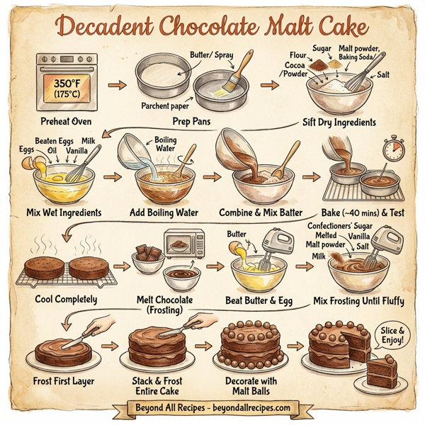 Decadent Chocolate Malt Cake instructions