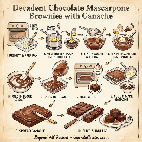 Decadent Chocolate Mascarpone Brownies with Ganache instructions