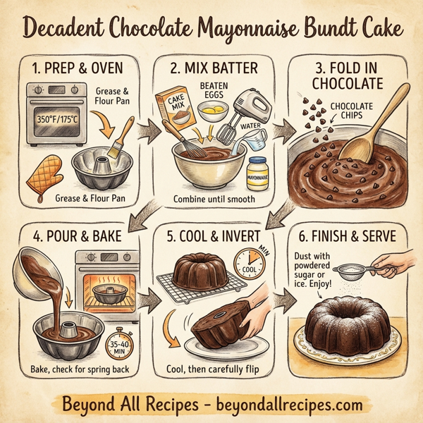 Decadent Chocolate Mayonnaise Bundt Cake instructions