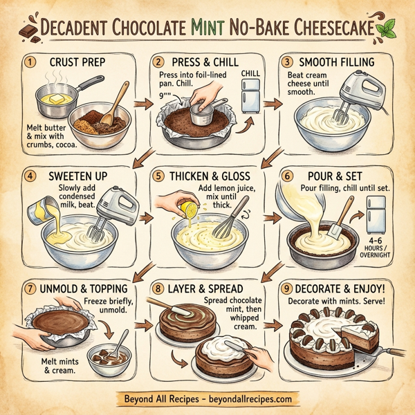 Decadent Chocolate Mint No-Bake Cheesecake instructions