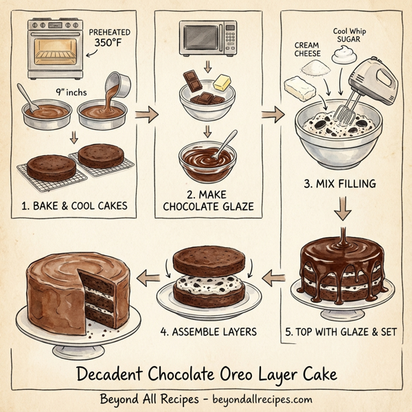 Decadent Chocolate Oreo Layer Cake instructions