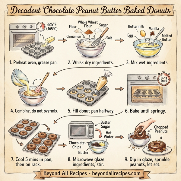 Decadent Chocolate Peanut Butter Baked Donuts instructions