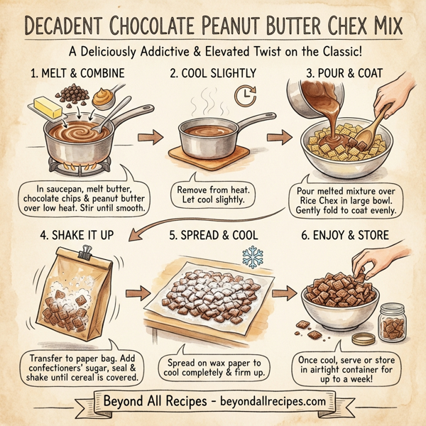 Decadent Chocolate Peanut Butter Chex Mix instructions