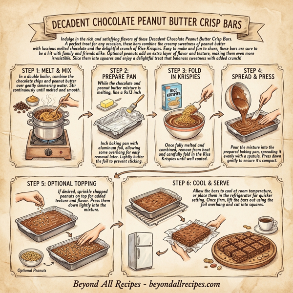 Decadent Chocolate Peanut Butter Crisp Bars instructions